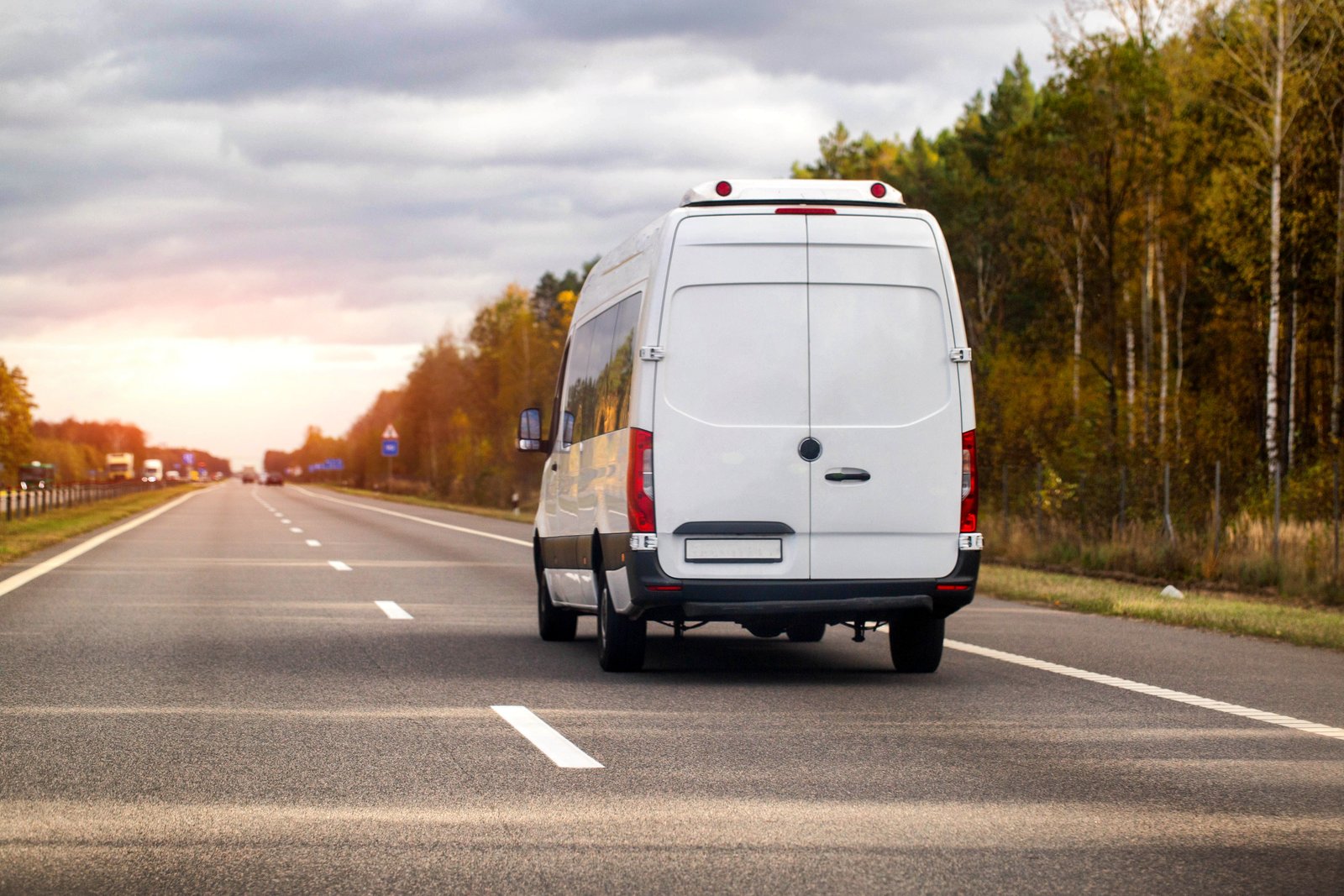 Cargo van on highway